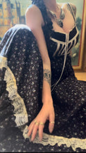 Load image into Gallery viewer, Beautiful 1970’s Vintage Black Calico Gunne Sax Maxi Sundress
