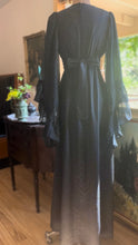 Load image into Gallery viewer, Incredible 1970’s Vintage Black Polka Dot Cotton Angel Sleeve Maxi Dress
