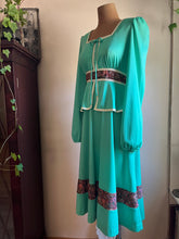 Load image into Gallery viewer, Fabulous 1970&#39;s vintage teal and calico dress by JC Penney
