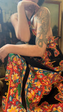 Load image into Gallery viewer, 1970’s Vintage Black Floral Print Halter Sundress by Hearsay
