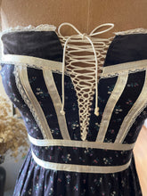 Load image into Gallery viewer, Beautiful 1970’s Vintage Black Calico Gunne Sax Maxi Sundress
