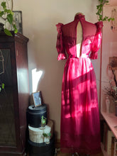 Load image into Gallery viewer, 1970’s Vintage Elderberry Chiffon and Lace dress by Dance Allure for Alfred Angelo
