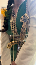 Load image into Gallery viewer, 1970’s Vintage Medieval Green Velveteen Dress by JC Penney
