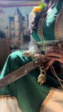 Load image into Gallery viewer, 1970’s Vintage Medieval Green Velveteen Dress by JC Penney
