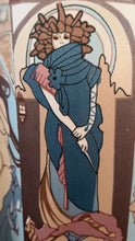 Load image into Gallery viewer, Mucha Print 1970’s Vintage Tie Bust Halter Dress
