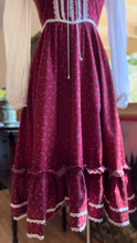 Load image into Gallery viewer, Authentic 1970’s vintage Red Floral Calico Gunne Sax dress
