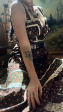 Load image into Gallery viewer, Authentic 1970’s Vintage Brown Calico Gunne Sax Maxi Sundress
