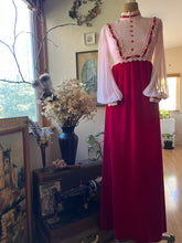 Load image into Gallery viewer, Darling 1960’s Vintage Pink Chiffon and Velvet Maxi Dress
