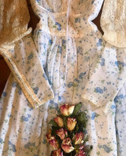 Load image into Gallery viewer, Authentic 1970’s vintage Blue Roses and Blueberry Print Voile Gunne Sax dress
