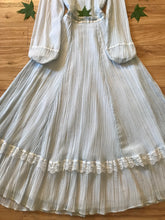Load image into Gallery viewer, Authentic 1970’s vintage Pale Blue Crepe Gunne Sax dress

