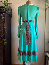 Load image into Gallery viewer, Fabulous 1970&#39;s vintage teal and calico dress by JC Penney
