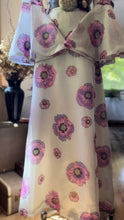 Load image into Gallery viewer, Authentic 1960’s Vintage Poppy Print Angel Sleeve Hostess Dress by Alfred Shaheen

