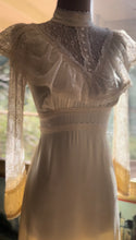Load image into Gallery viewer, Authentic 1970’s Vintage Buttercream Liquid Satin Gunne Sax Maxi Dress

