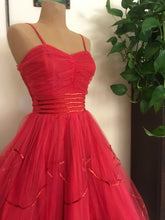 Load image into Gallery viewer, Gorgeous 1950’s vintage red tulle and sequin gown
