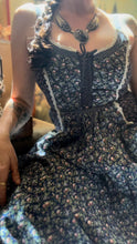 Load image into Gallery viewer, Authentic 1970&#39;s vintage blue garden calico Gunne Sax midi sundress
