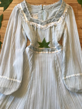 Load image into Gallery viewer, Authentic 1970’s vintage Pale Blue Crepe Gunne Sax dress
