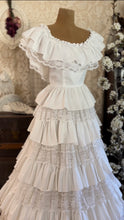 Load image into Gallery viewer, 1970’s Vintage White Tiered Ruffle dress by Themes
