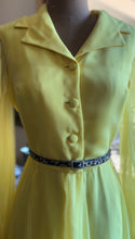 Load image into Gallery viewer, Sale~ 1960’s 1970’s Vintage Lemon Yellow Chiffon Dress by Miss Elliette of California

