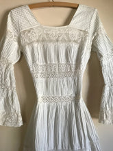 Load image into Gallery viewer, 1970&#39;s Vintage White Pintuck Cotton Mexican bridal dress
