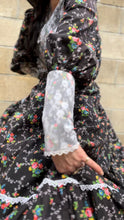 Load image into Gallery viewer, Handmade 1970’s Vintage Black Calico Maxi Dress
