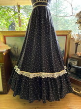 Load image into Gallery viewer, Beautiful 1970’s Vintage Black Calico Gunne Sax Maxi Sundress
