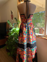 Load image into Gallery viewer, 1970’s Vintage Black Floral Print Halter Sundress by Hearsay
