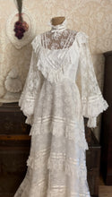 Load image into Gallery viewer, Breathtaking 1970’s Vintage White Lace Bridal Gown
