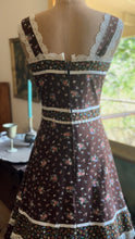 Load image into Gallery viewer, Authentic 1970’s Vintage Brown Calico Gunne Sax Maxi Sundress
