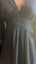 Load image into Gallery viewer, Incredible 1970’s Vintage Black Polka Dot Cotton Angel Sleeve Maxi Dress
