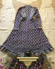 Load image into Gallery viewer, Rare 1970’s vintage purple blue flannel and calico Gunne Sax midi dress
