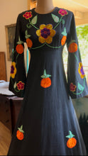 Load image into Gallery viewer, Stunning 1970’s Vintage Velvet Appliqué Dress from Pakistan
