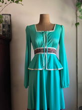 Load image into Gallery viewer, Fabulous 1970&#39;s vintage teal and calico dress by JC Penney
