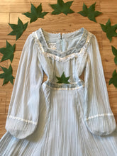 Load image into Gallery viewer, Authentic 1970’s vintage Pale Blue Crepe Gunne Sax dress
