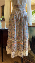 Load image into Gallery viewer, 1970’s Vintage Floral Calico and Ribbon  Midi Skirt
