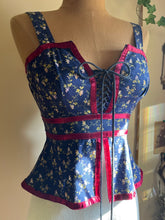 Load image into Gallery viewer, Amazing 1970’s Vintage Gunne Sax Grape Calico Peplum Sundress
