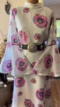 Load image into Gallery viewer, Authentic 1960’s Vintage Poppy Print Angel Sleeve Hostess Dress by Alfred Shaheen
