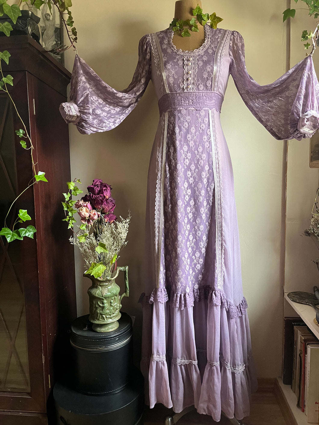 1970's vintage Hand Dyed Purple Gunne Sax maxi dress