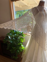 Load image into Gallery viewer, Handmade vintage Ivory Chiffon and Lace Capelet
