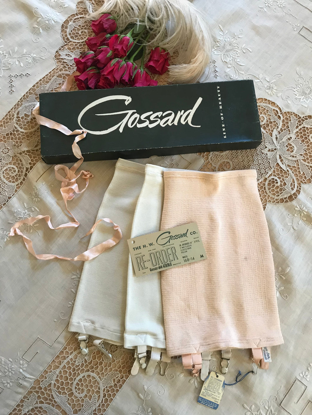 Authentic Deadstock 1940’s Vintage 3 piece Roll On Girdle set by Gossard