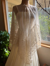 Load image into Gallery viewer, Handmade vintage Ivory Chiffon and Lace Capelet
