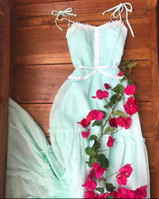 Load image into Gallery viewer, 1970&#39;s vintage pale mint green voile sundress
