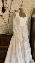 Load image into Gallery viewer, Dreamy 1970’s Vintage Lace and Pearl Wedding Gown with Train
