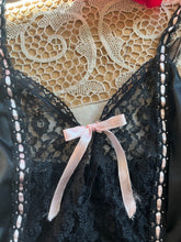 Load image into Gallery viewer, 1970’s 1980’s Vintage Black Nylon and Lace Camisole
