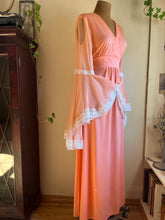 Load image into Gallery viewer, 1970’s Vintage Cantaloupe Angel Sleeve Dress
