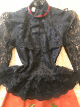 Load image into Gallery viewer, Authentic 1980’s vintage black lace Gunne Sax blouse🌿⚔️🖤⚔️🌿
