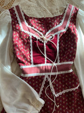 Load image into Gallery viewer, Darling Red Calico and velveteen Peplum Gunne Sax Midi Dress
