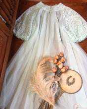 Load image into Gallery viewer, 1960’s Vintage mint green chiffon Vanity Fair peignoir nightgown and robe set

