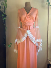 Load image into Gallery viewer, 1970’s Vintage Cantaloupe Angel Sleeve Dress
