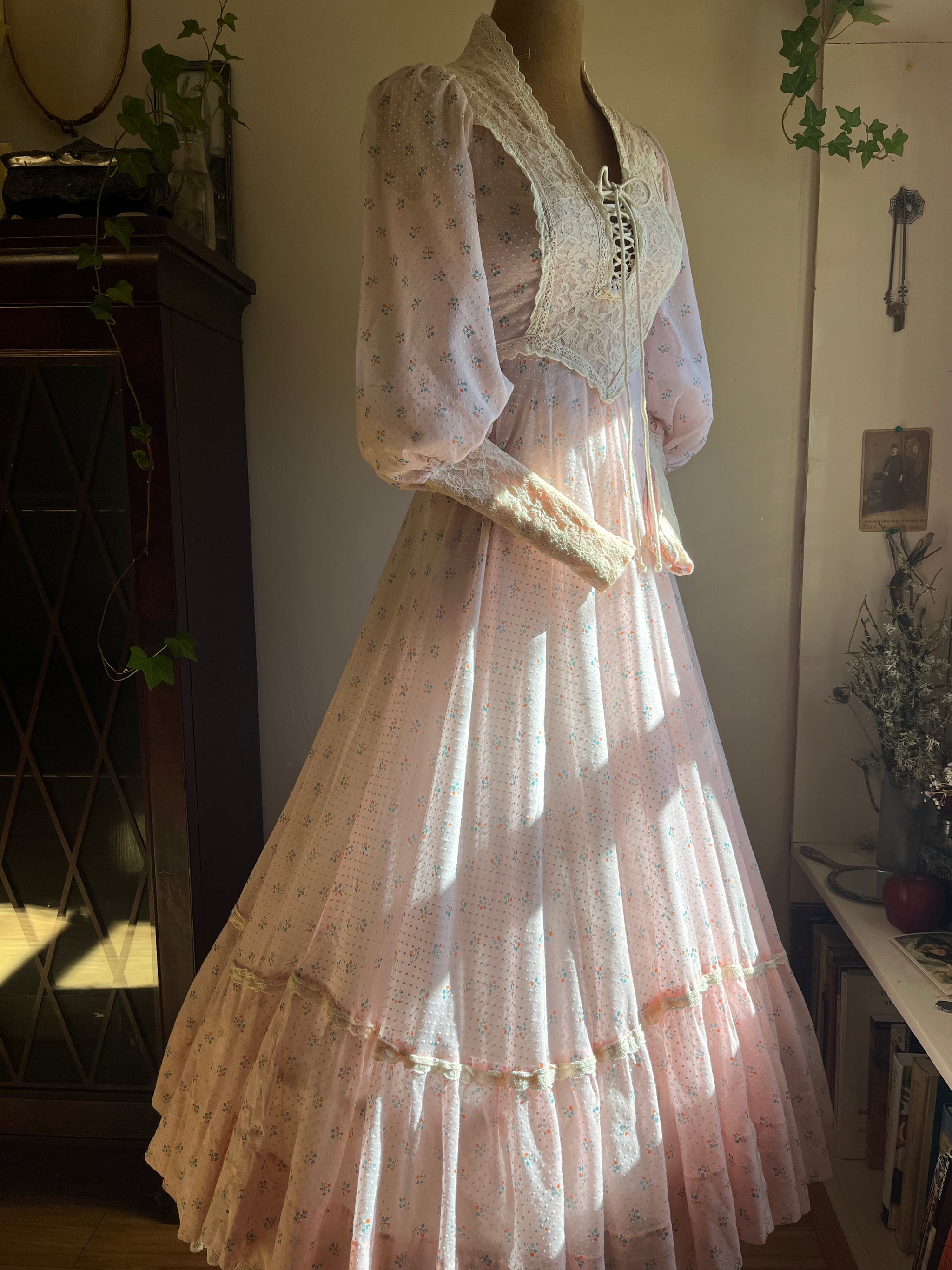 1960's Vintage Flocked Voile Gunne Sax Dress Strange Vintage 1960's Vintage Flocked Voile Gunne Sax Dress Strange Vintage