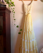 Load image into Gallery viewer, Beautiful 1970&#39;s vintage butter yellow voile Gunne Sax maxi sundress
